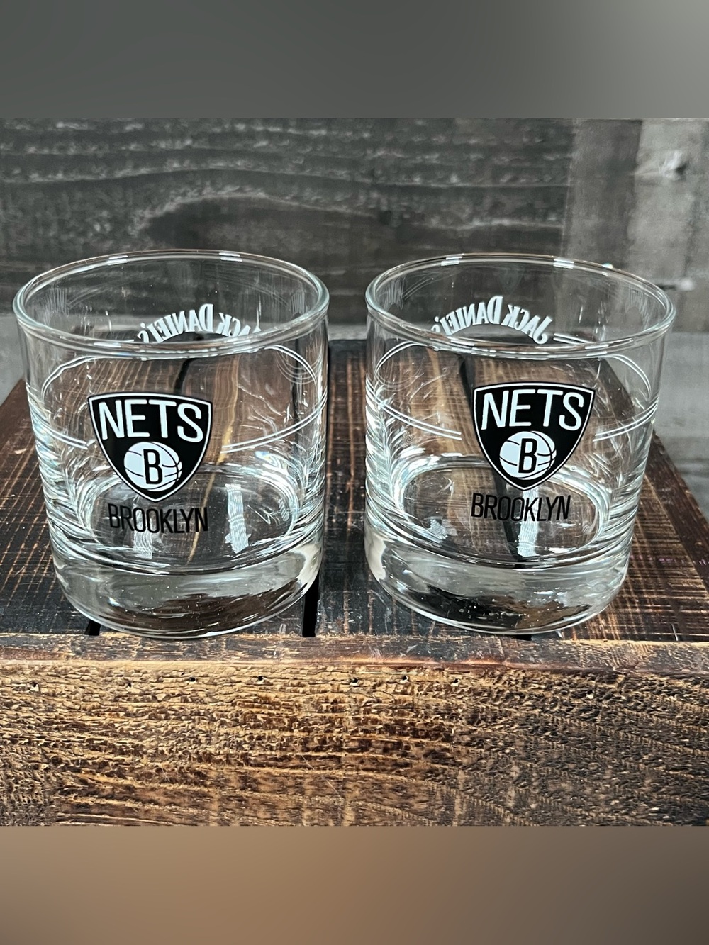 Set of 2 - Brooklyn Nets Jack Daniel’s Cocktail Rocks Drinking Glasses